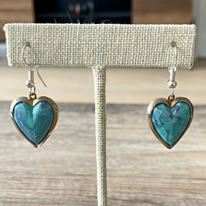 Turquoise Dangle Heart Earrings